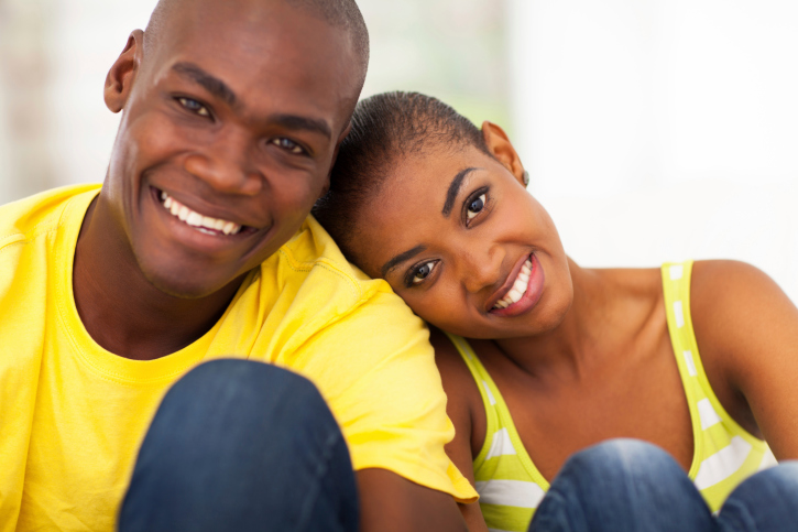african american couple smiling 