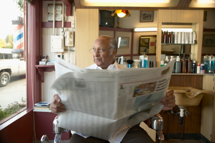 senior man in barbershop