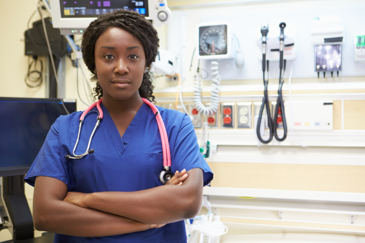 african american nurse in an emergency room