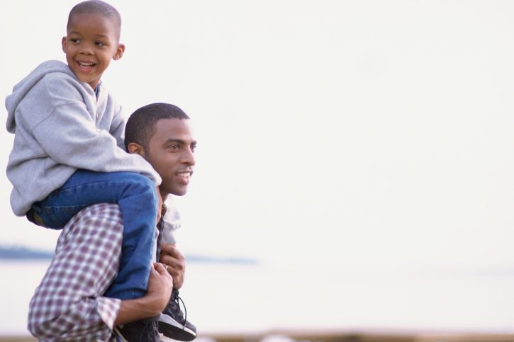 father and son outside