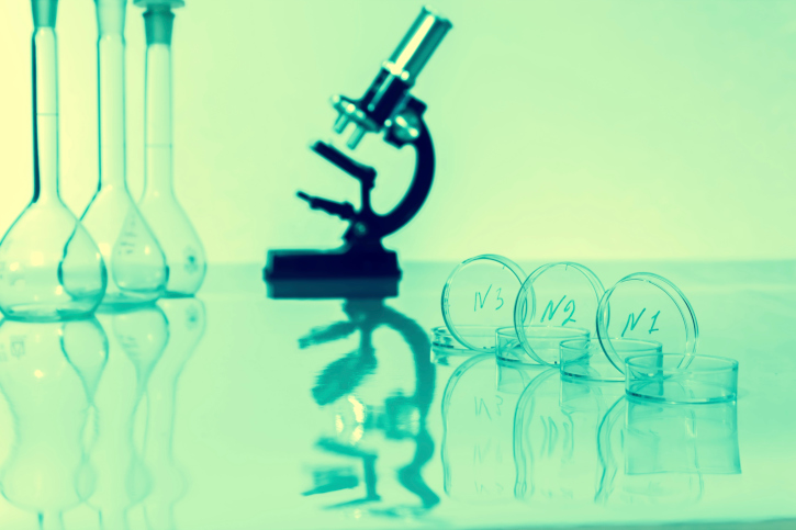 laboratory microscope lens in a lab