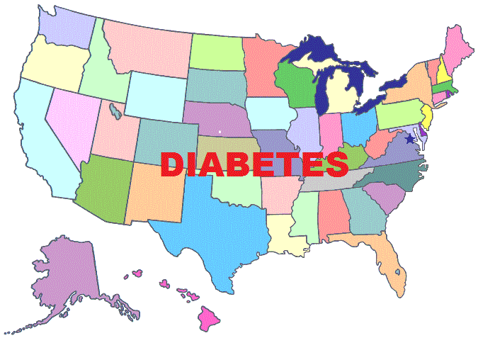 united states map with diabetes written in the front