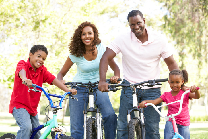 family on bikes