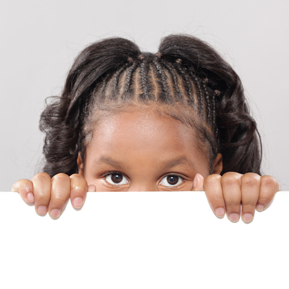little girl peeking eyes
