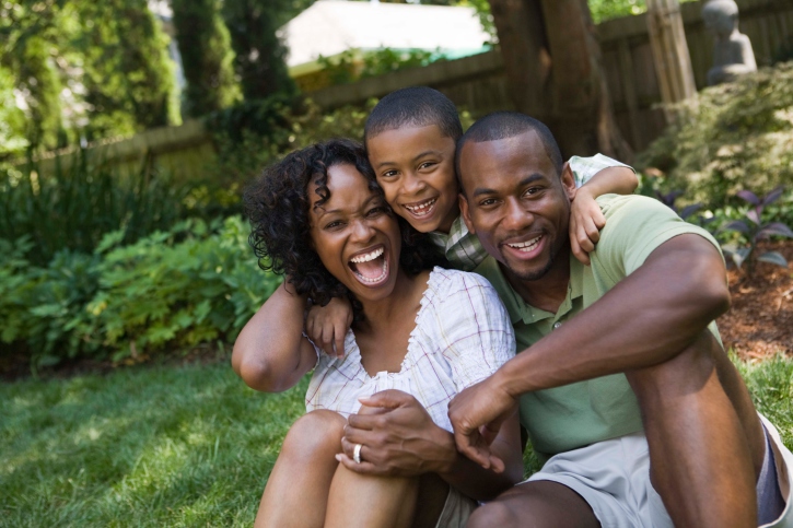 happy family outside