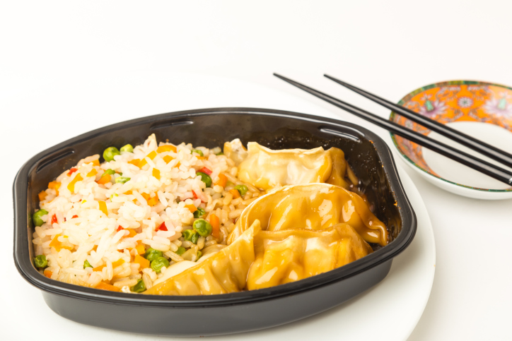 Asian Pot Stickers in Microwave Tray