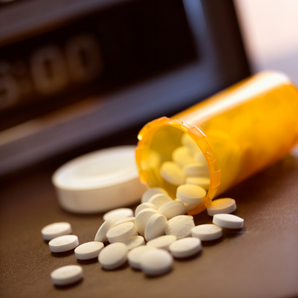 prescription pills spilled over