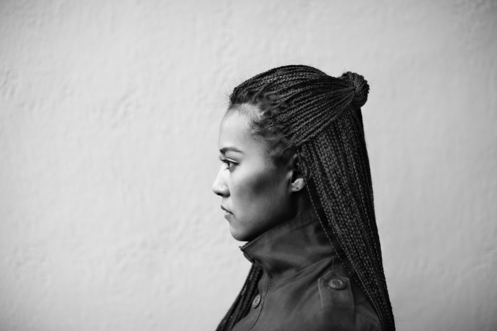 side profile of serious looking woman