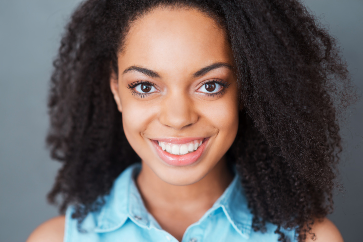 young woman with long natural hair