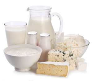 Dairy products on white background