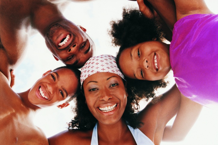 African American Black Family at the beach