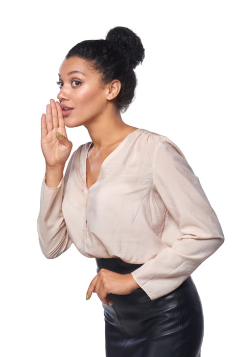 attractive businesswoman whispering