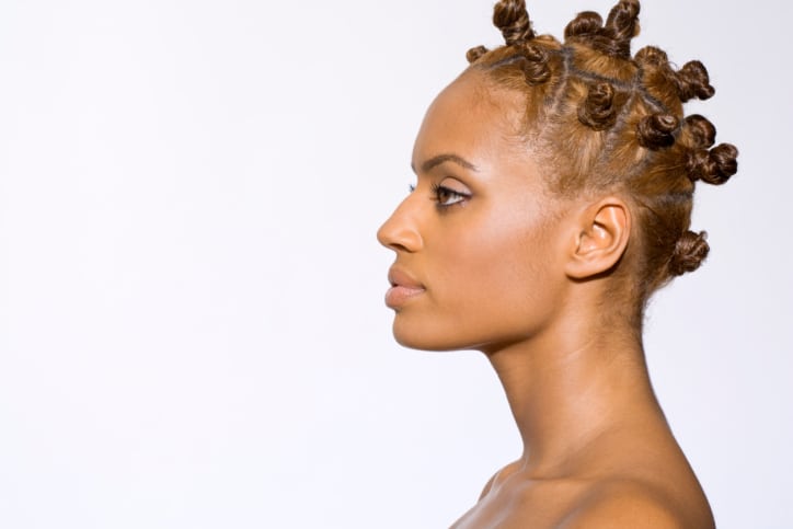 African American Black woman bantu knots hair