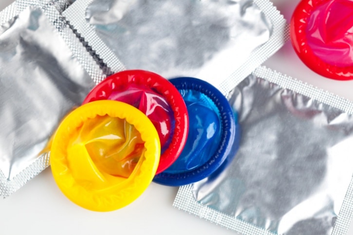 colorful open condoms