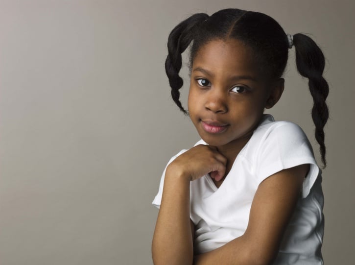 young african american girl serious