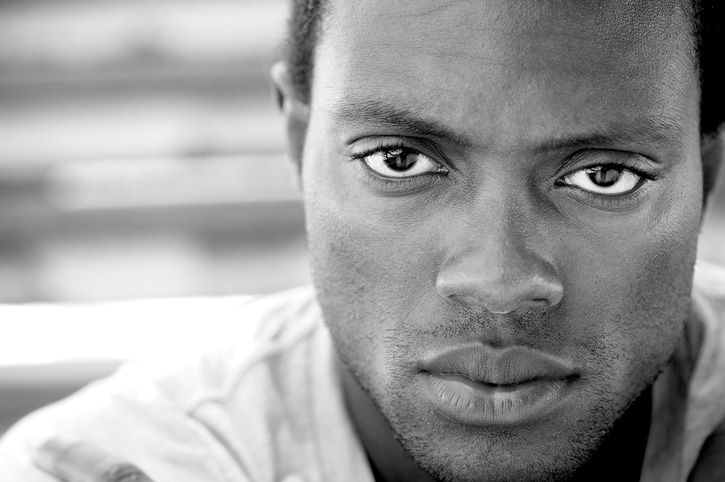 Black and white image of an african american man