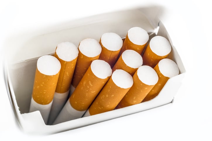 Opened pack of cigarettes