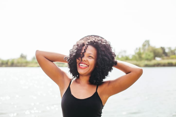 African American woman on beach