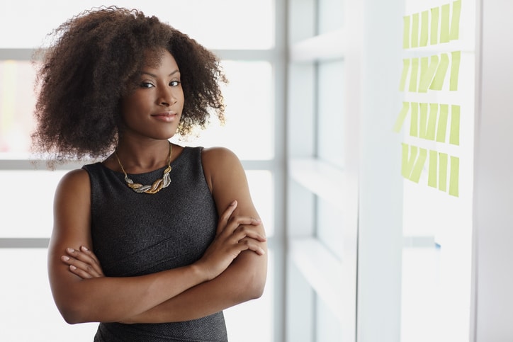 African American businesswoman with natural hair
