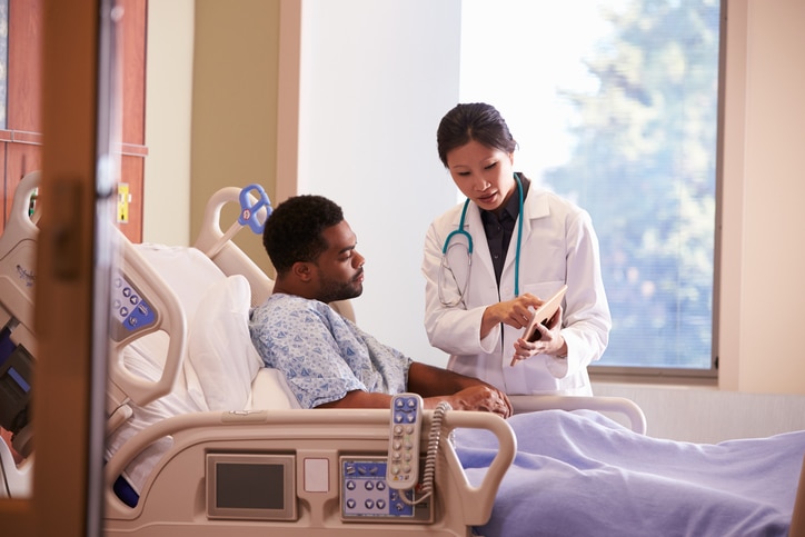 African American male patient in hospital