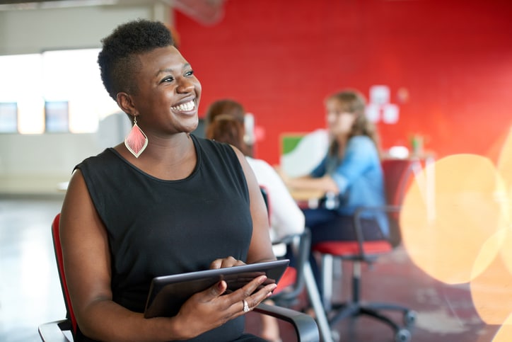 African American businesswoman smiling