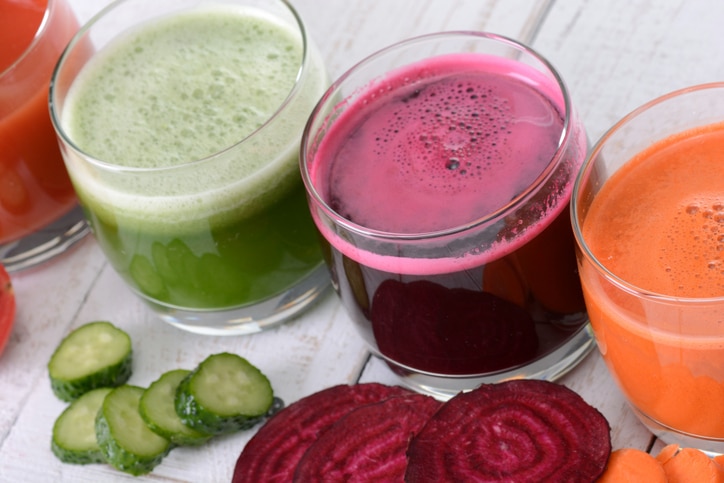 assorted fresh vegetable juices