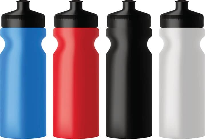 colorful water bottles