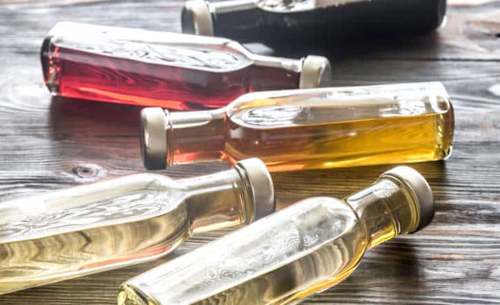 bottles of different kinds of vinegar