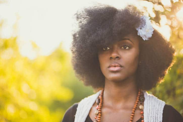 African American woman natural hair outside