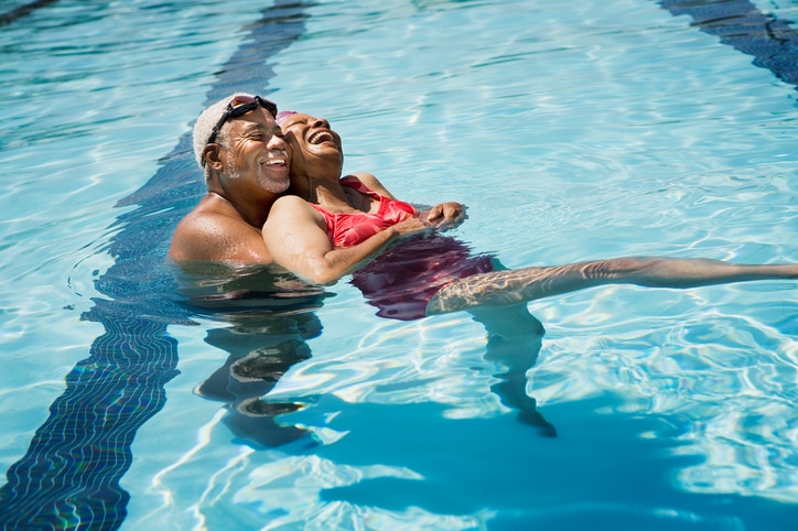 African American older adults swimming