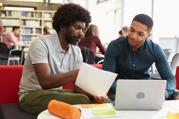 African American male college student library