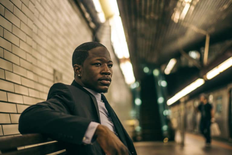 Business man in the subway