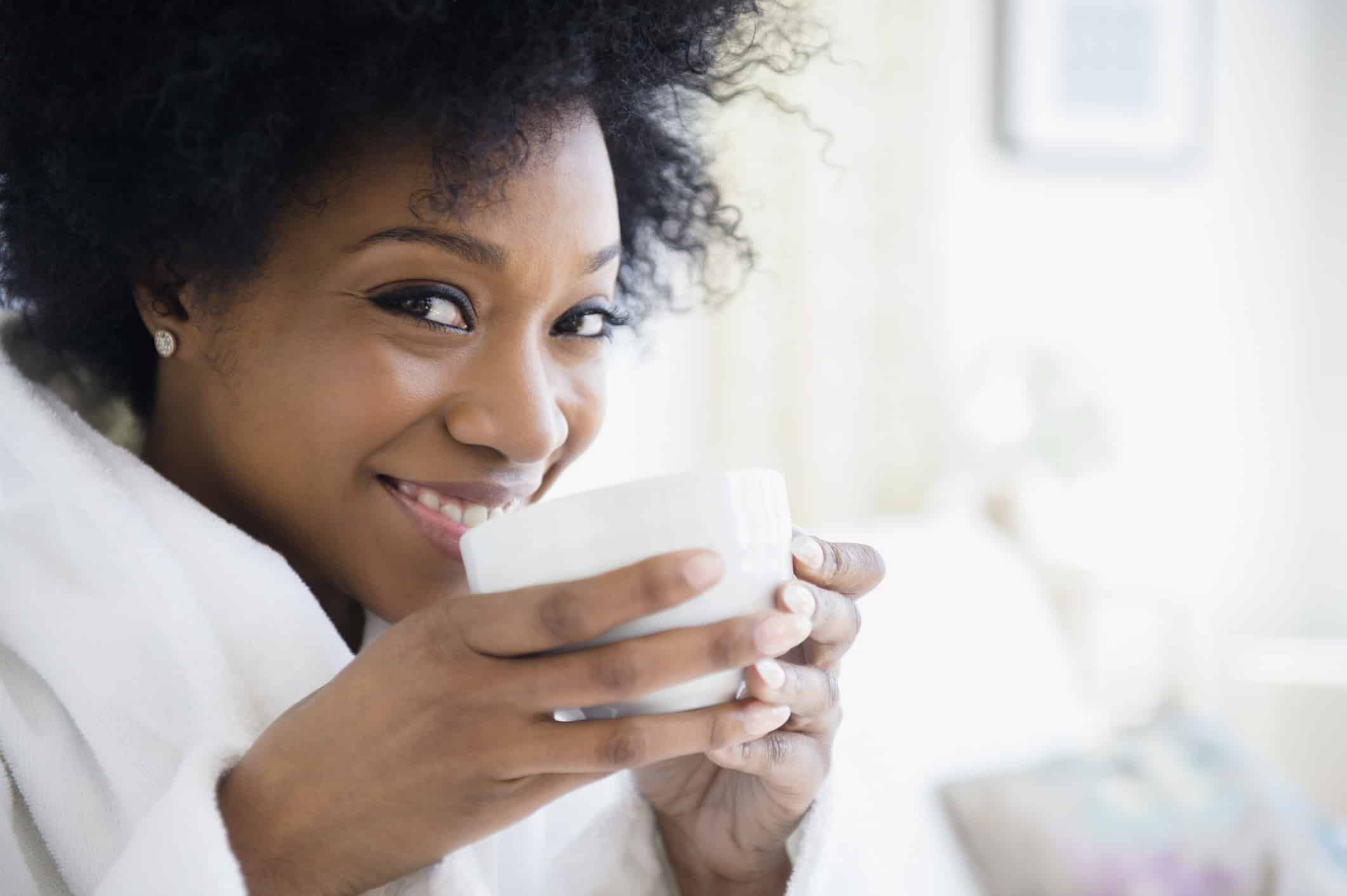 African American woman drinking