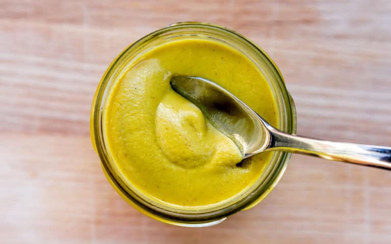 Close-Up Of Mustard In Bowl On Table