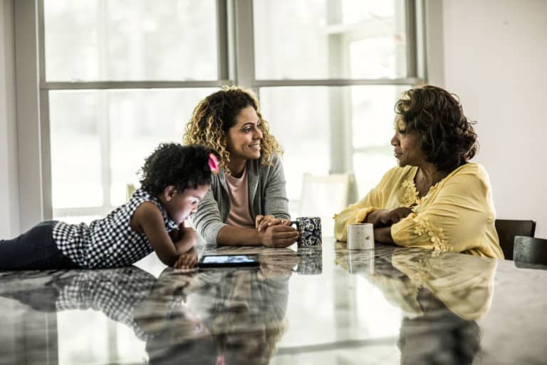 Mother and adult daughter