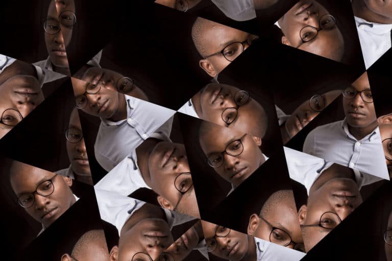 Parted portrait of young man