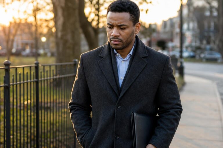 Black physician reflecting on Independent Payment Advisory Board repeal near a park at sunset.